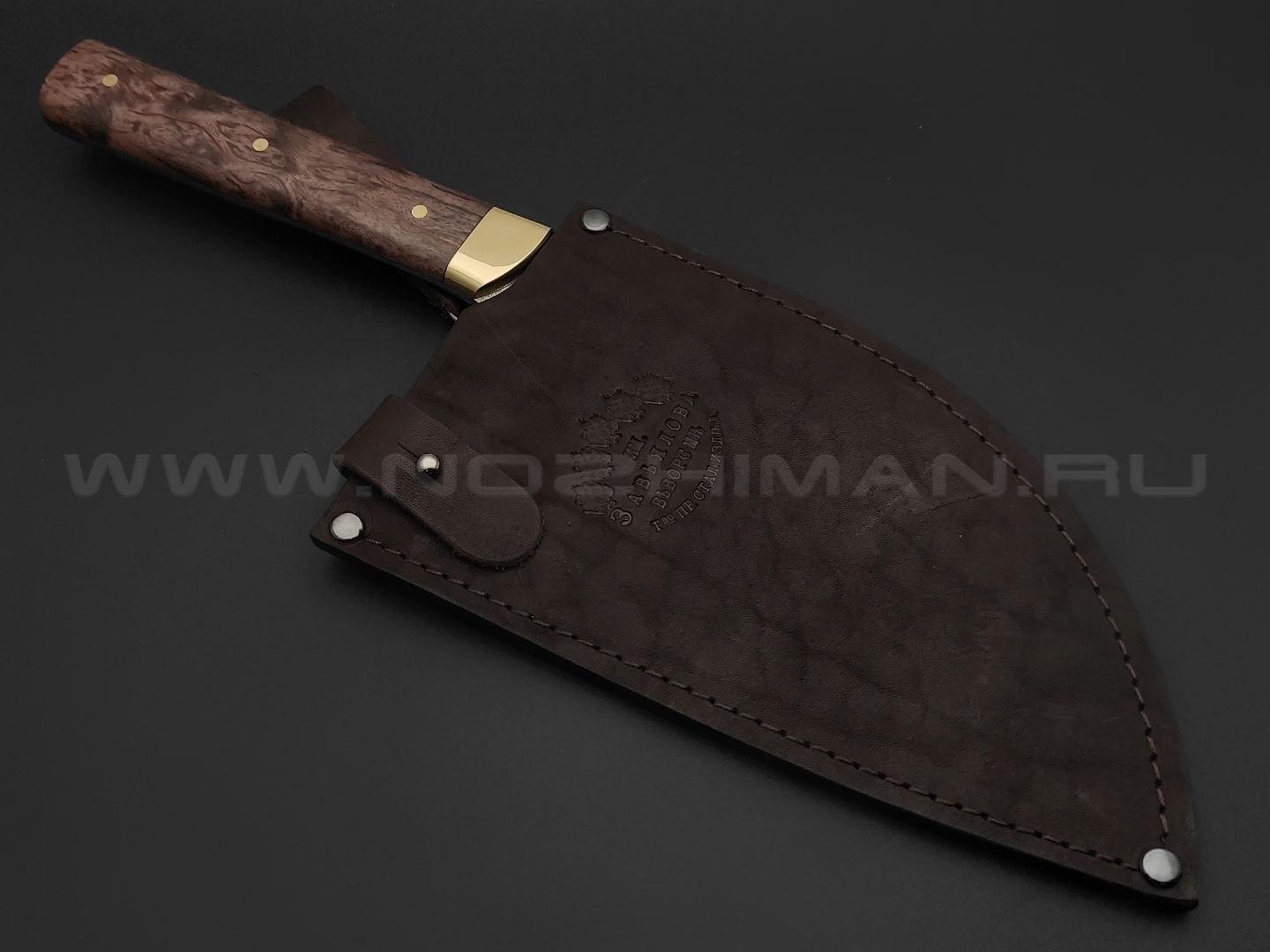 Товарищество Завьялова нож Сербский Шеф сталь K340, рукоять Стаб. дерево коричневое, латунь