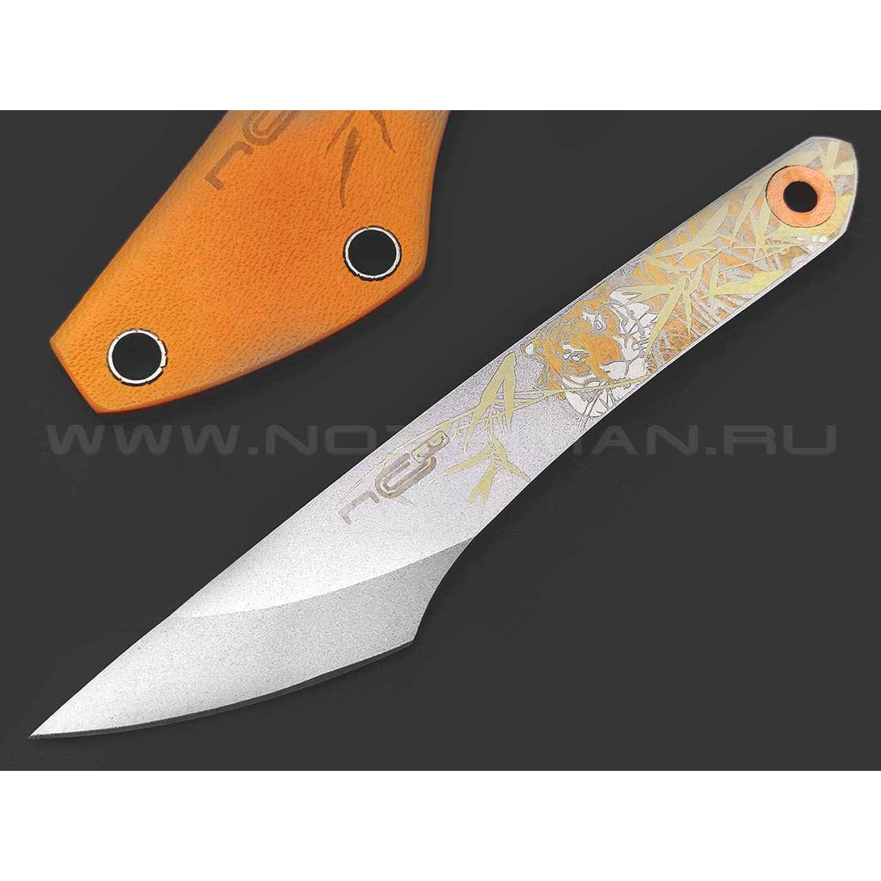 N.C.Custom киридаши KOI - TIGER сталь Aus-8 beadblast, kydex orange