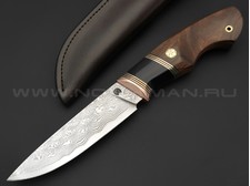 Кузница Васильева нож НЛВ139 ламинат M390, рукоять макассар, мокумэ-ганэ, рог буйвола