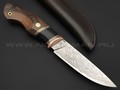 Кузница Васильева нож НЛВ139 ламинат M390, рукоять макассар, мокумэ-ганэ, рог буйвола