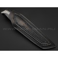Кузница Васильева нож НЛВ135 ламинат CPM Rex 121, рукоять Silver Twill, мокумэ-ганэ, зуб мамонта
