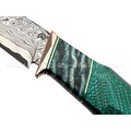Кузница Васильева нож НЛВ137 ламинат CPM Rex 121, рукоять Silver Twill Emerald, мокумэ-ганэ, зуб мамонта Кузница Васильева нож НЛВ137 ламинат CPM Rex 121, рукоять Silver Twill Emerald, мокумэ-ганэ, зуб мамонта