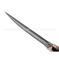Кузница Васильева нож НЛВ136 ламинат S390, рукоять Silver Twill Purple, мокумэ-ганэ, carbon fiber