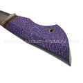 Кузница Васильева нож НЛВ136 ламинат S390, рукоять Silver Twill Purple, мокумэ-ганэ, carbon fiber