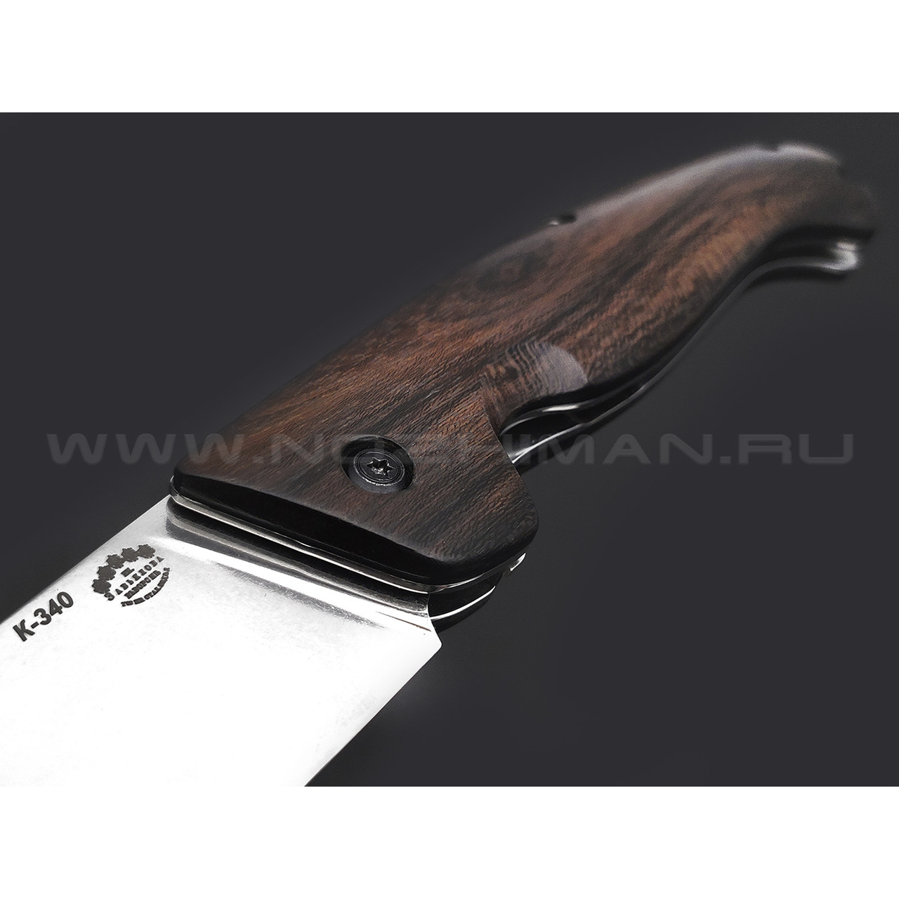 Товарищество Завьялова складной нож Бизон сталь K340 стоунвош, рукоять Дерево Зирикот, G10