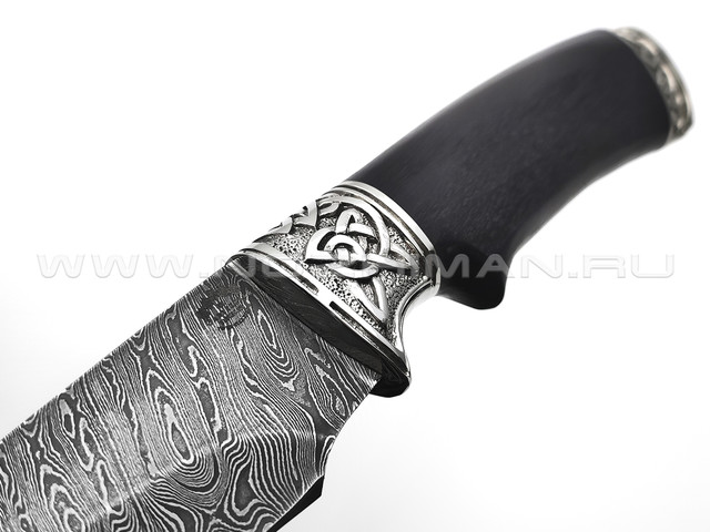 Товарищество Завьялова нож Акула сталь Дамаск, рукоять Дерево граб, мельхиор