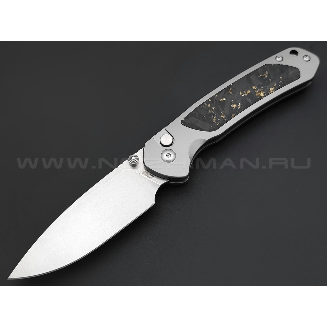 Нож CJRB Pyrite J1925T-GCF сталь CPM S90V, рукоять Titanium TC4, Carbon fiber gold flake