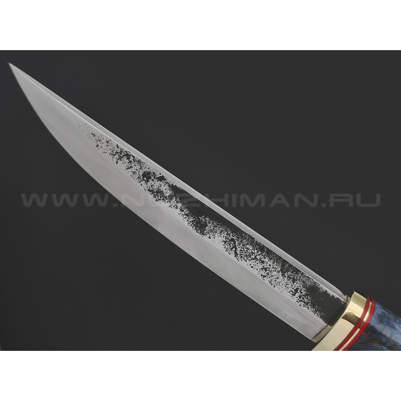 Товарищество Завьялова нож Якут-Б сталь K340, рукоять Карельская береза синяя, латунь