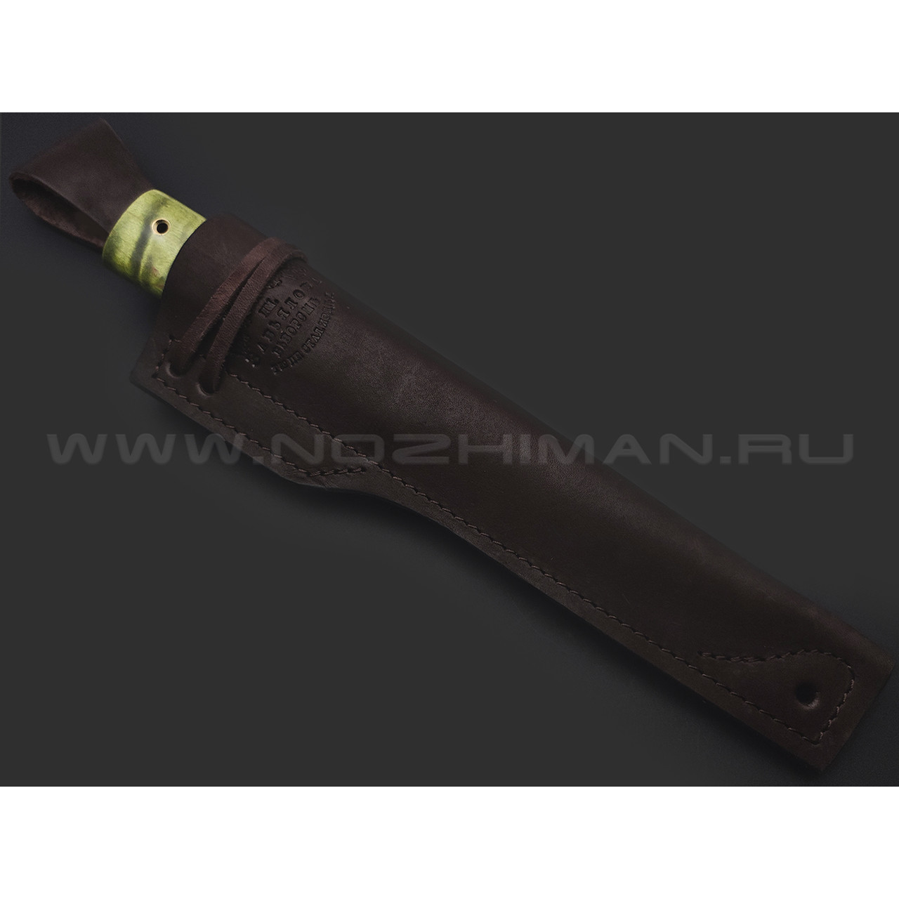 Товарищество Завьялова нож Якут-Б сталь K340, рукоять Карельская береза зеленая, латунь