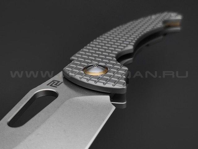 Нож Artisan Cutlery Xcellerator 1860G-GY сталь CPM S90V, рукоять Titanium TC4 обработка Frag