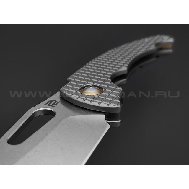 Нож Artisan Cutlery Xcellerator 1860G-GY сталь CPM S90V, рукоять Titanium TC4 обработка Frag