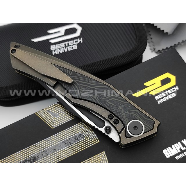 Нож Bestech Togatta BT2102E сталь M390 Satin-DLC, рукоять Titanium 6AL4V, G10
