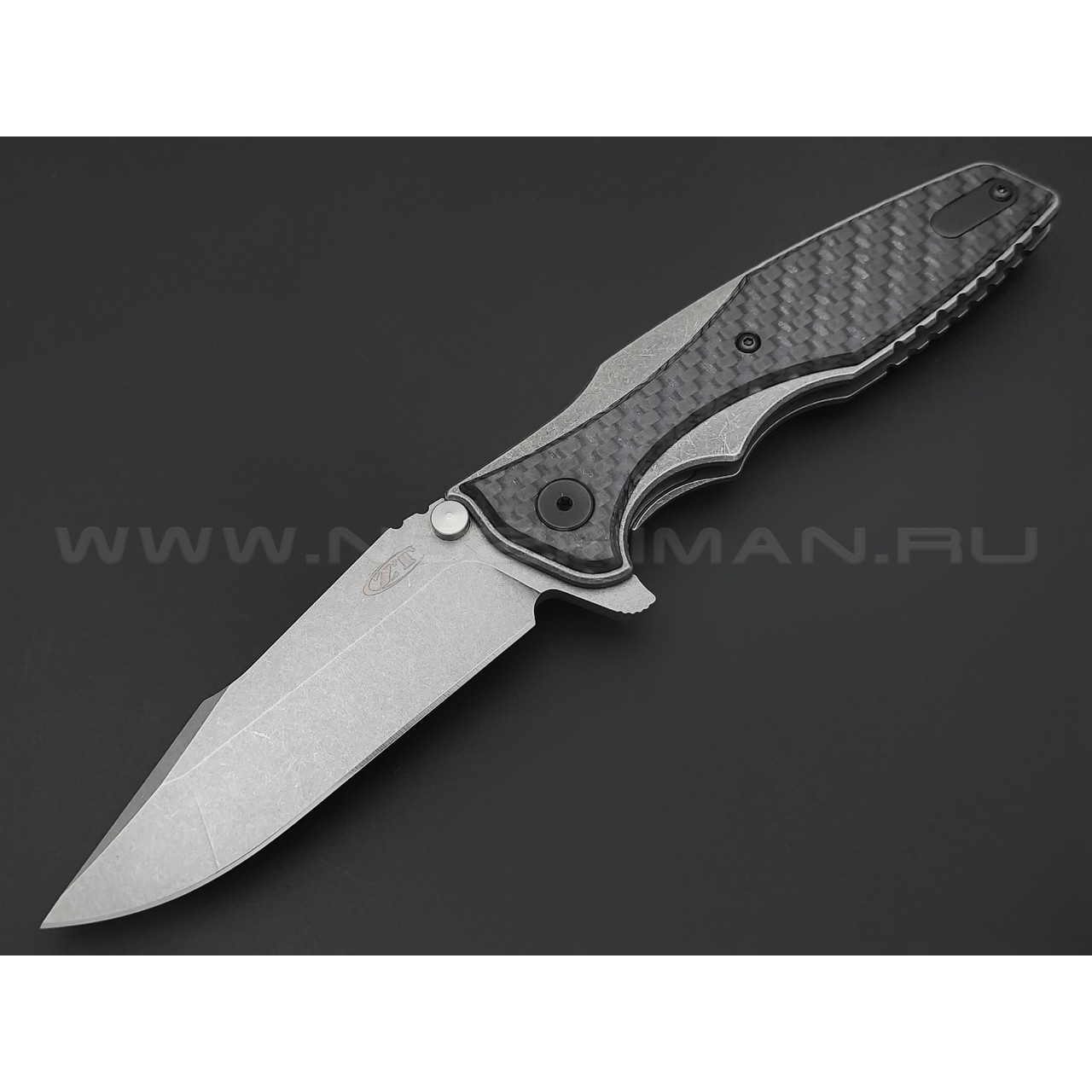 Zero Tolerance нож 0393GLCF сталь CPM 20CV стоунвош, рукоять Titanium, Carbon fiber