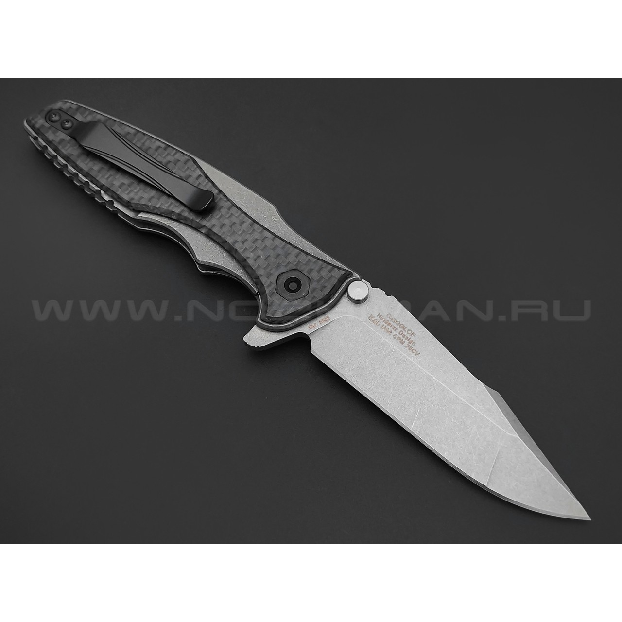 Zero Tolerance нож 0393GLCF сталь CPM 20CV стоунвош, рукоять Titanium, Carbon fiber