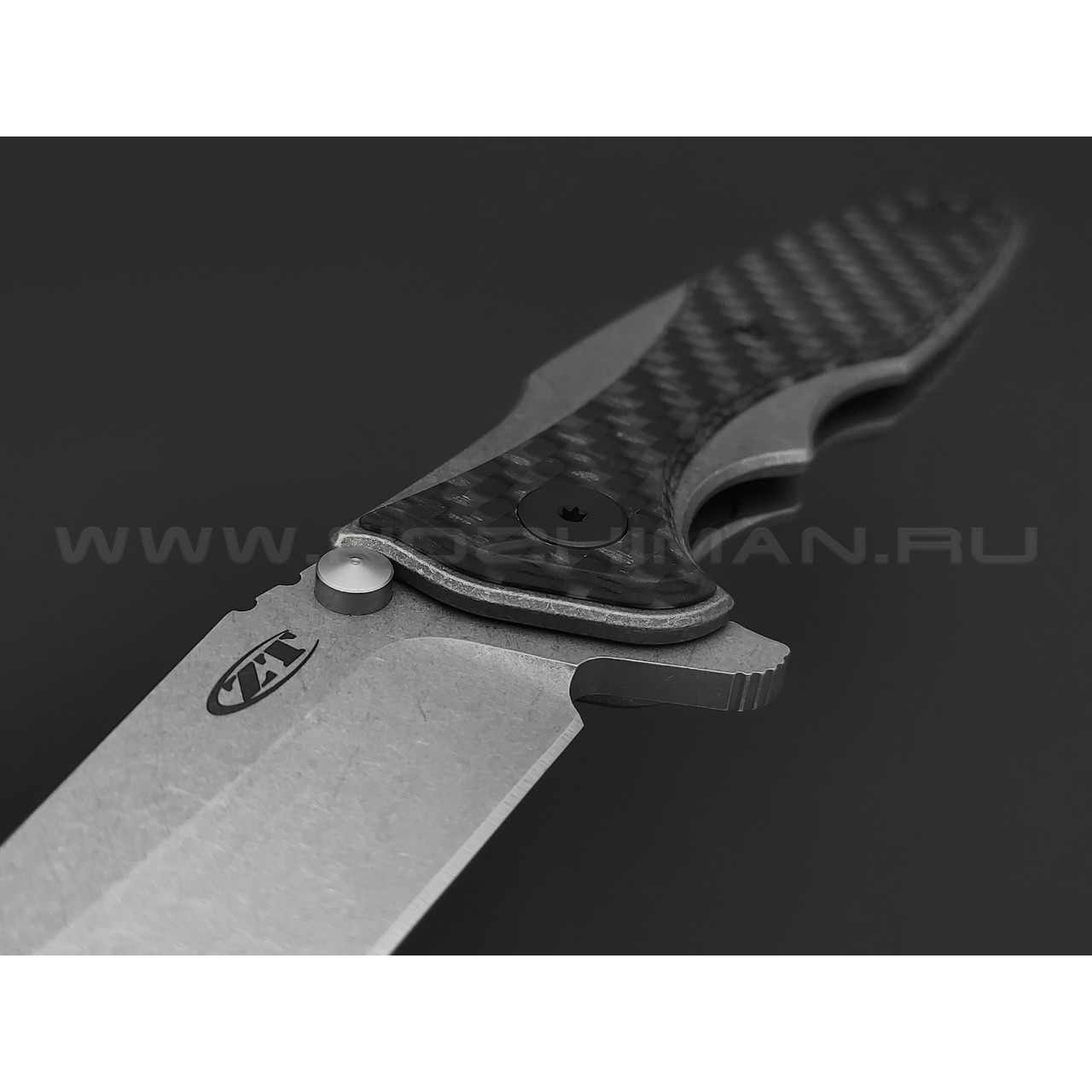 Zero Tolerance нож 0393GLCF сталь CPM 20CV стоунвош, рукоять Titanium, Carbon fiber