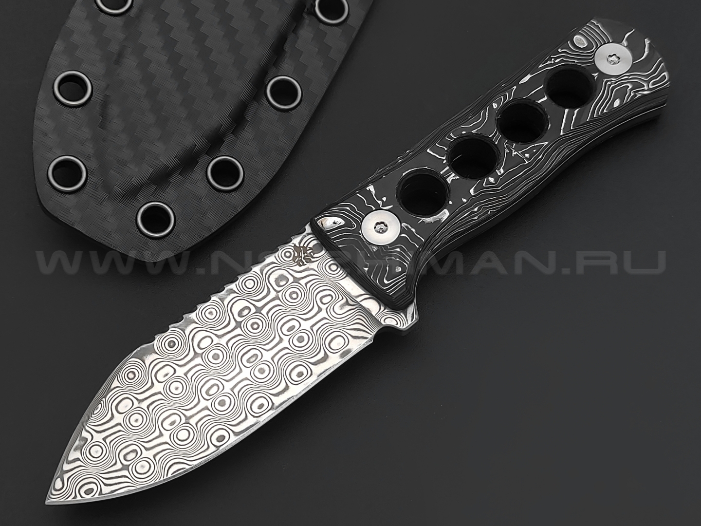 Нож QSP Canary QS141-E сталь Damasсus, рукоять Carbon fiber, aluminum foil