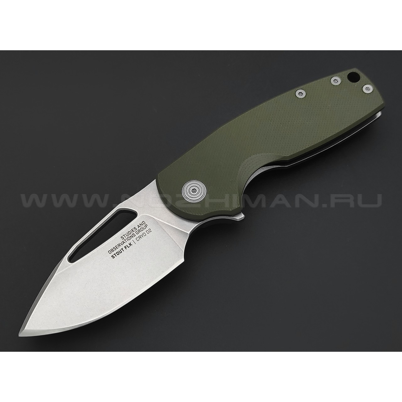 Нож SOG Stout FLK Green 14-03-01-57 сталь Cryo D2, рукоять Stainless steel, G10 green