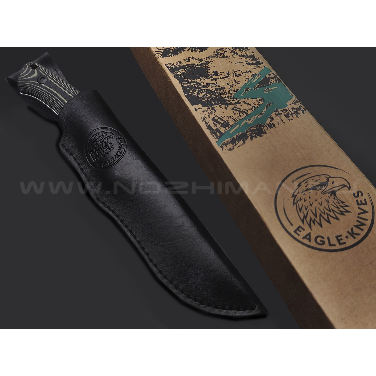 Eagle Knives нож Fisher 2 сталь Aus10Co стоунвош, рукоять G10 black & green