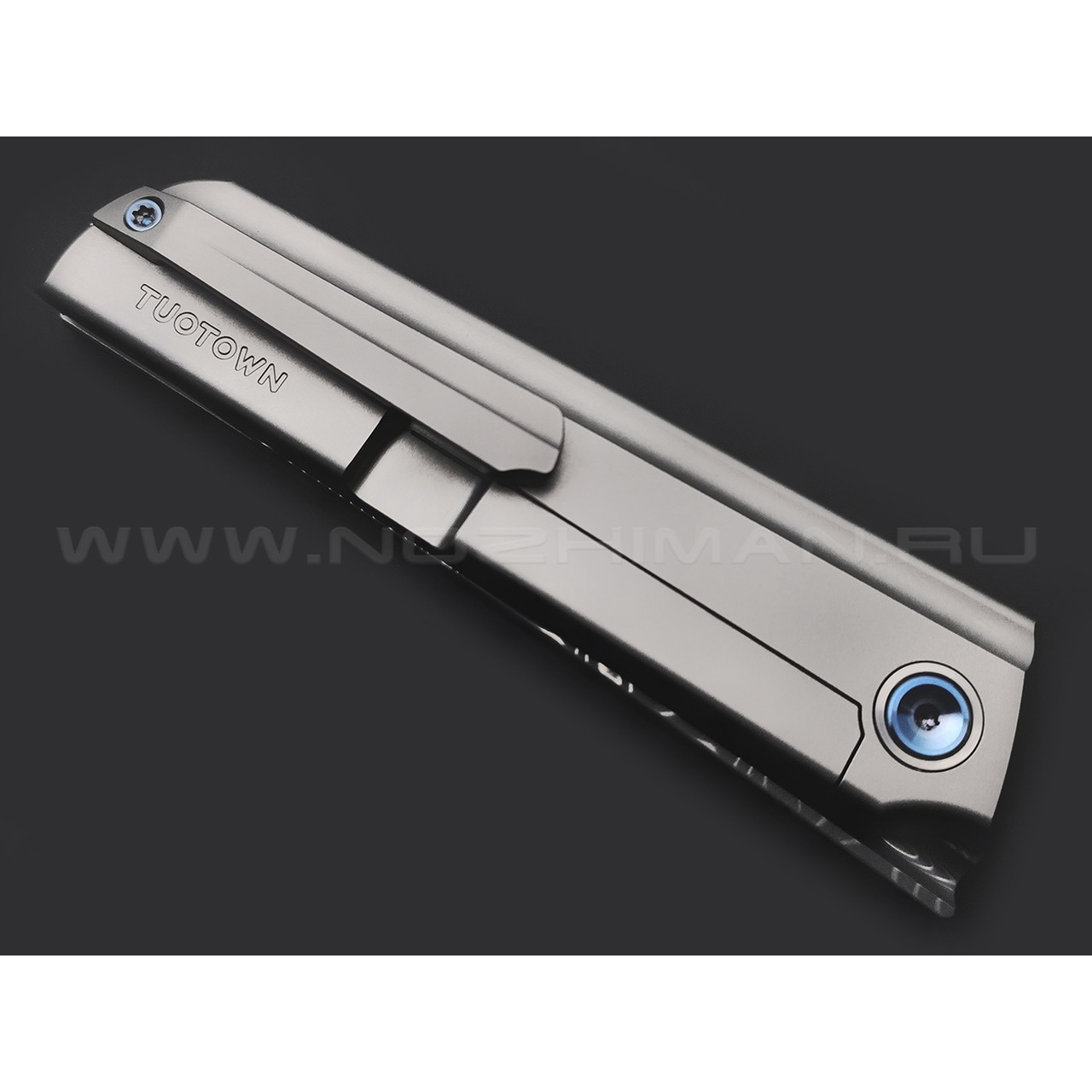 TuoTown складной нож Common сталь Damascus, рукоять Titanium TC4 grey