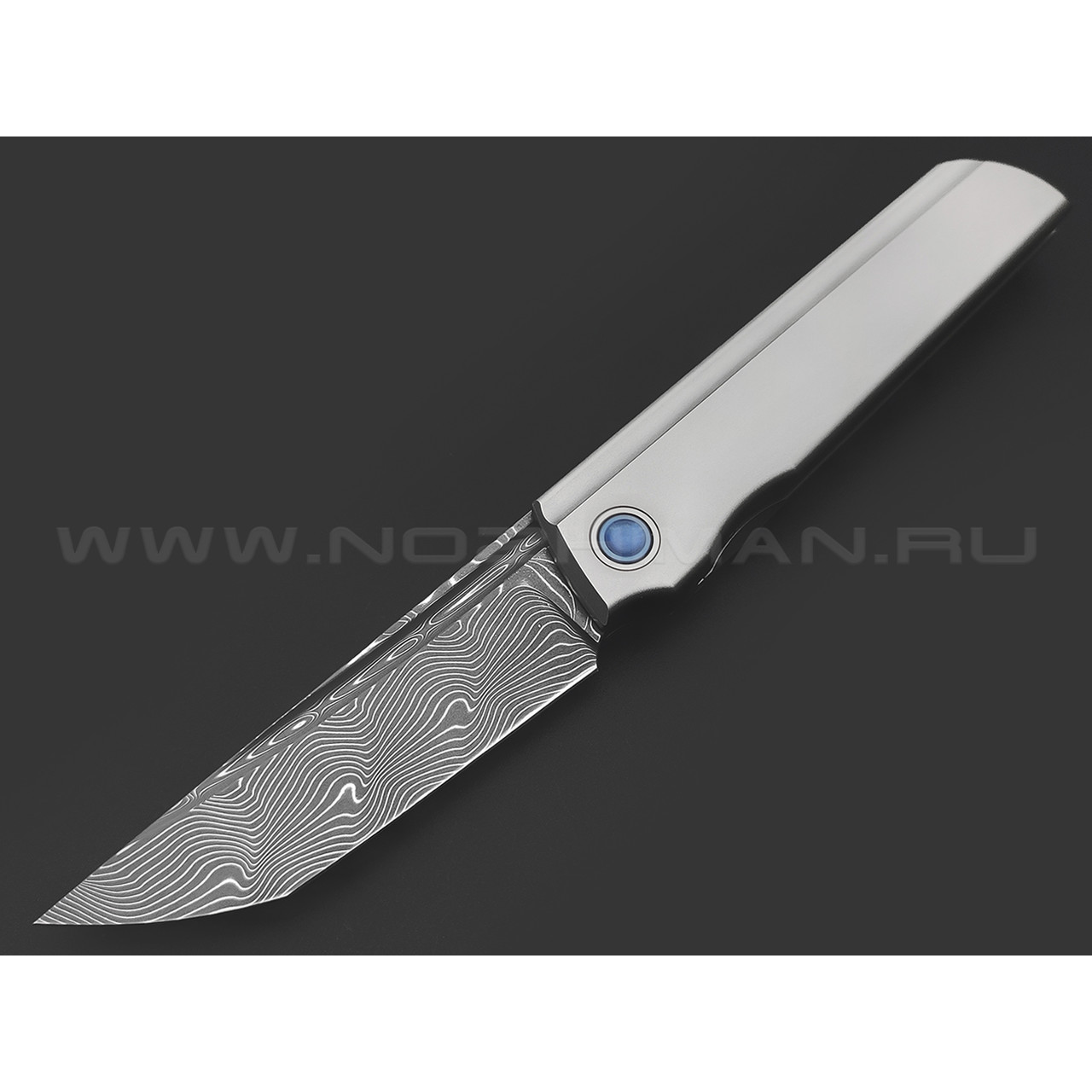 TuoTown складной нож Common сталь Damascus, рукоять Titanium TC4 grey