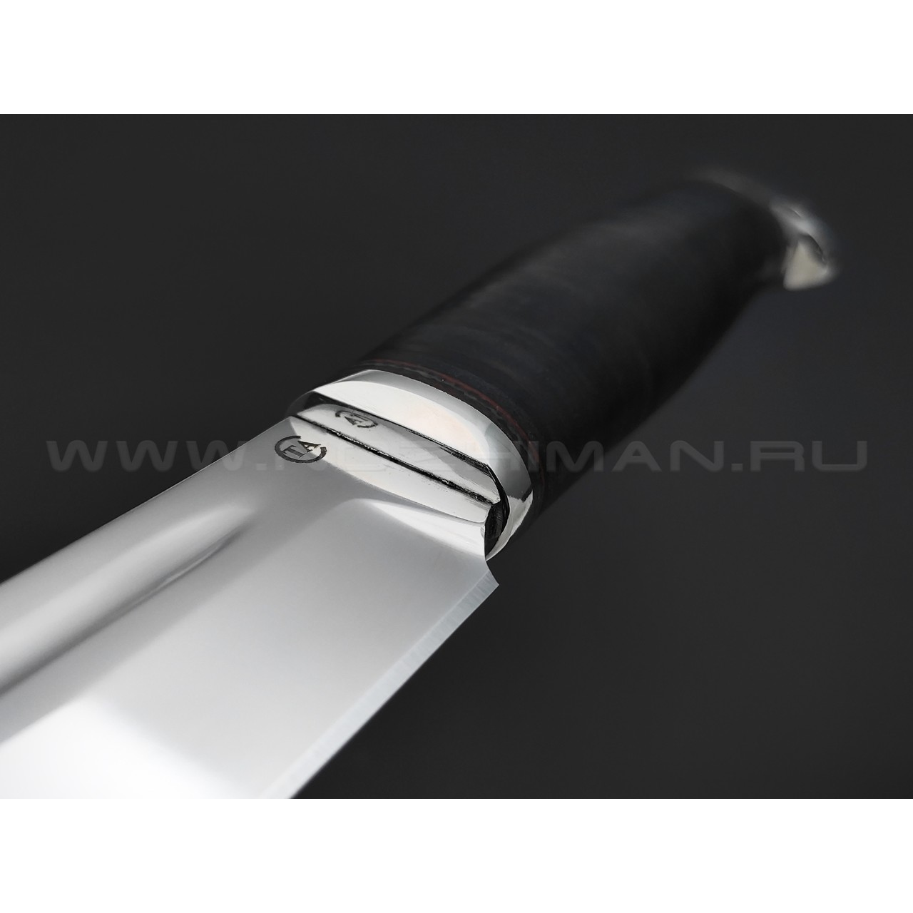 Титов и Солдатова нож Комбат-4 сталь 95Х18, рукоять наборная кожа, мельхиор