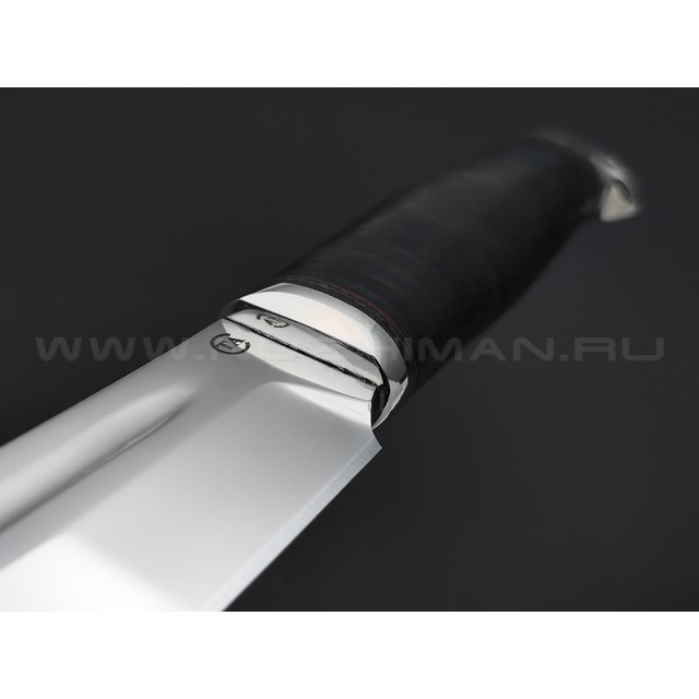 Титов и Солдатова нож Комбат-4 сталь 95Х18, рукоять наборная кожа, мельхиор