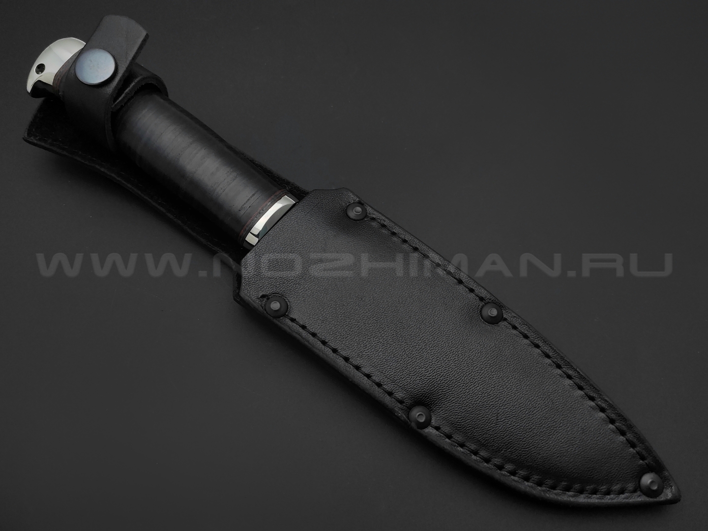 Титов и Солдатова нож Комбат-4 сталь 95Х18, рукоять наборная кожа, мельхиор