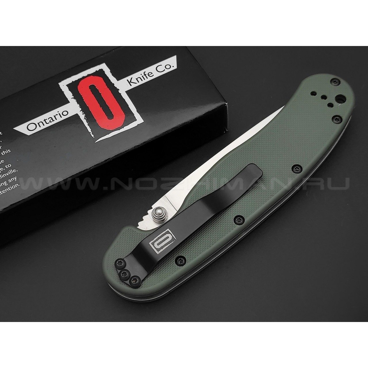 Нож Ontario RAT-1 Satin 8848OD сталь Aus-8 рукоять GRN olive