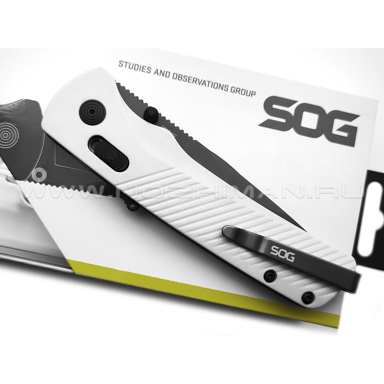 Нож SOG Flash AT Cool Grey 11-18-10-41 сталь Cryo D2 TiNi, рукоять Glass Reinforced Nylon white
