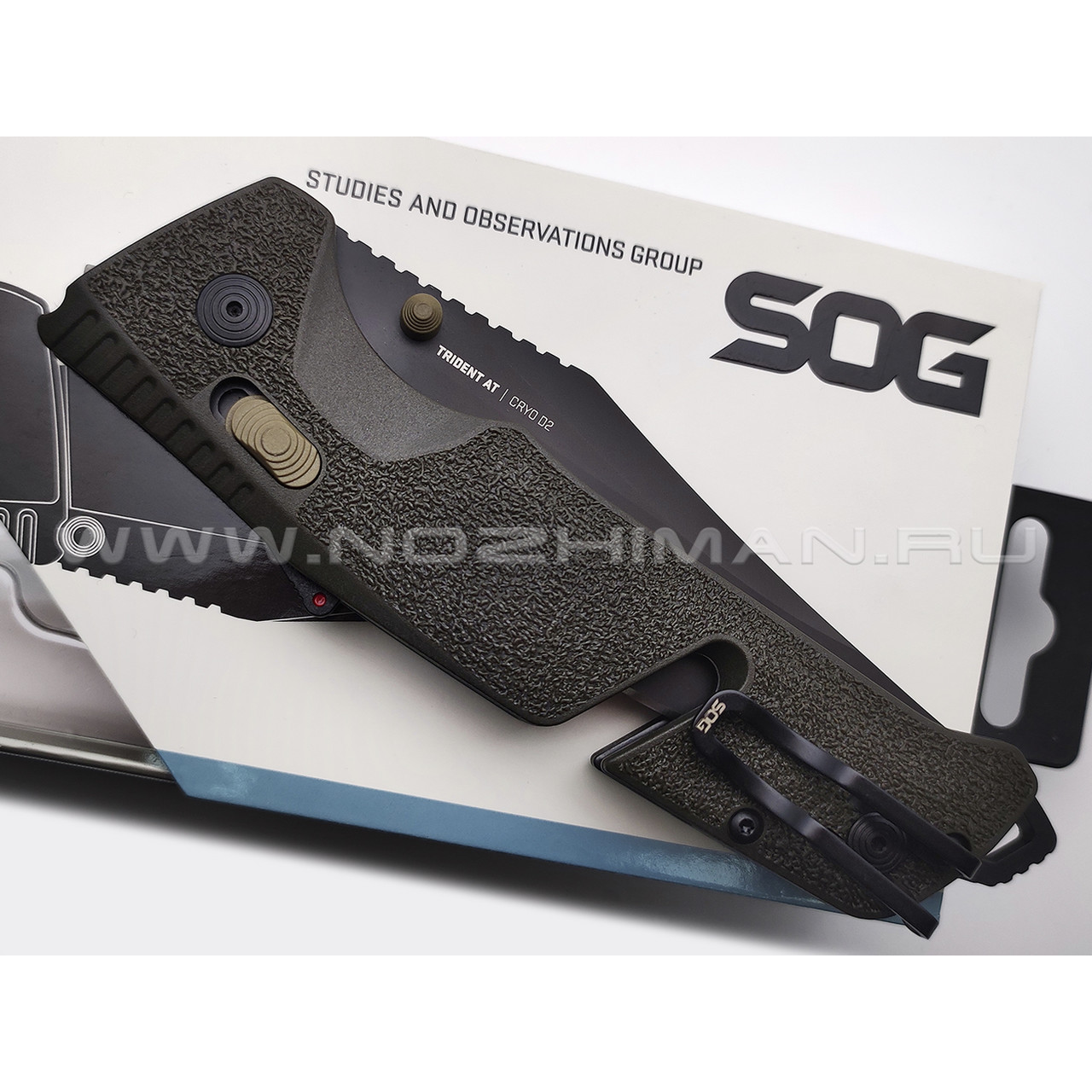 Нож SOG Trident AT Flat Dark Earth 11-12-12-41 сталь Cryo D2 TiNi, рукоять Glass Reinforced Nylon