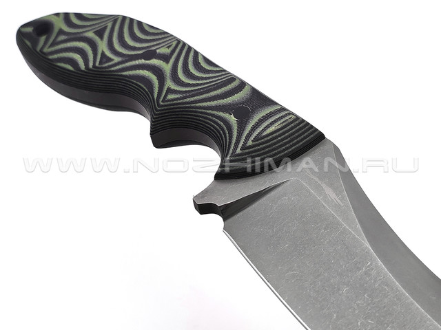 Волчий Век нож Кондрат 12 сталь 95Х18 WA stonewash, рукоять G10 black & green