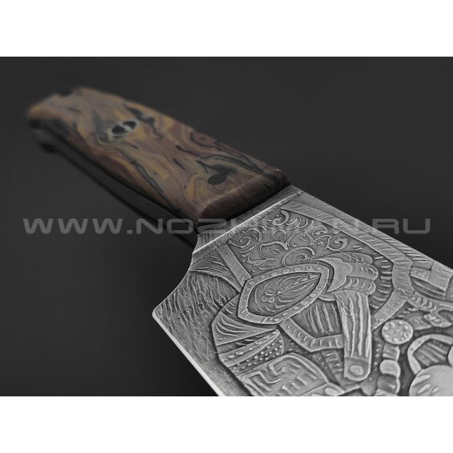 Волчий Век нож Santoku Japanese Cats сталь 1.4116 Krupp WA травление, рукоять Micarta custom
