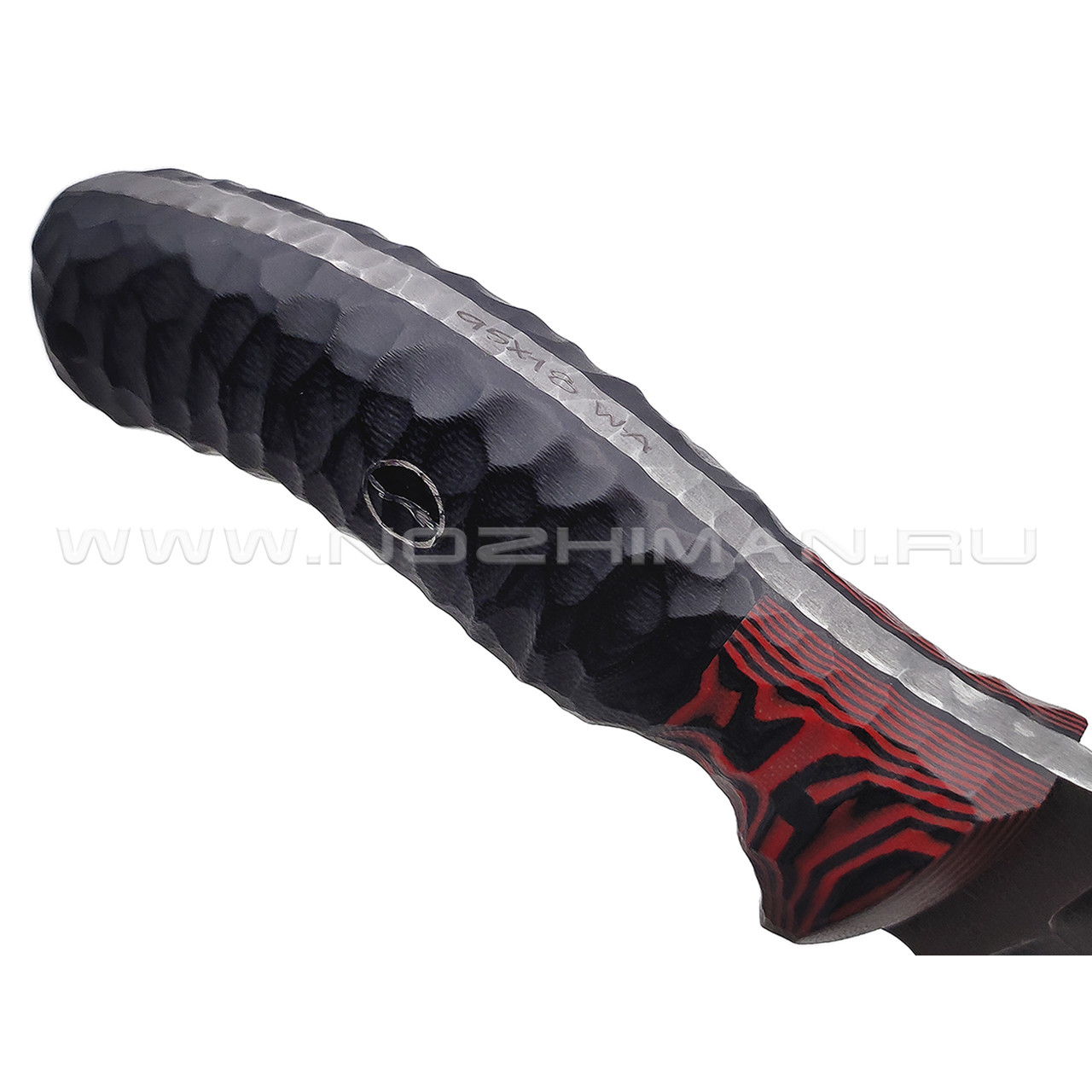 Волчий Век нож Команданте Custom сталь 95Х18 WA травление, рукоять G10 black & red