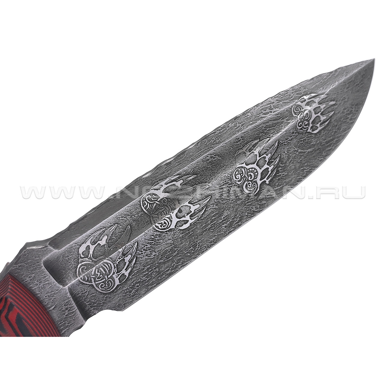 Волчий Век нож Команданте Custom сталь 95Х18 WA травление, рукоять G10 black & red