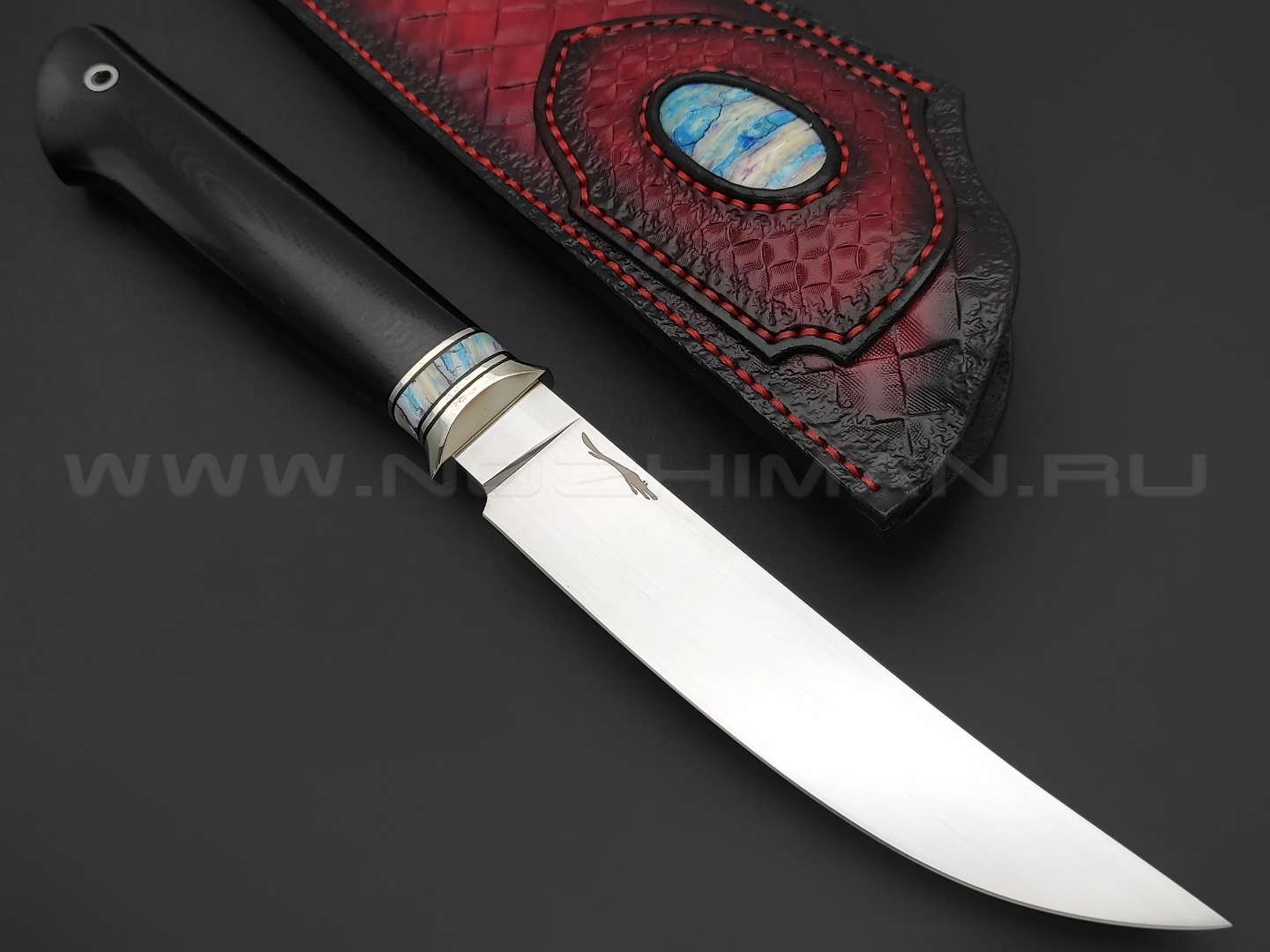 Волчий Век нож Слон Custom сталь CPM S125V ручной сатин, рукоять G10 black, зуб мамонта, нейзильбер