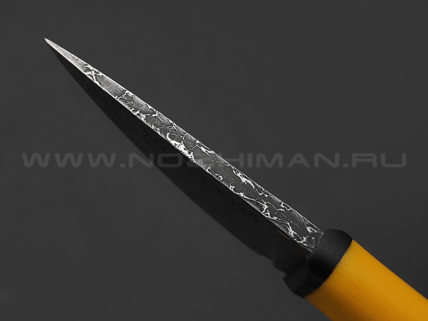 Волчий Век нож Нано МасичЬка Custom сталь Niolox WA дамаскаж, рукоять G10 yellow & black