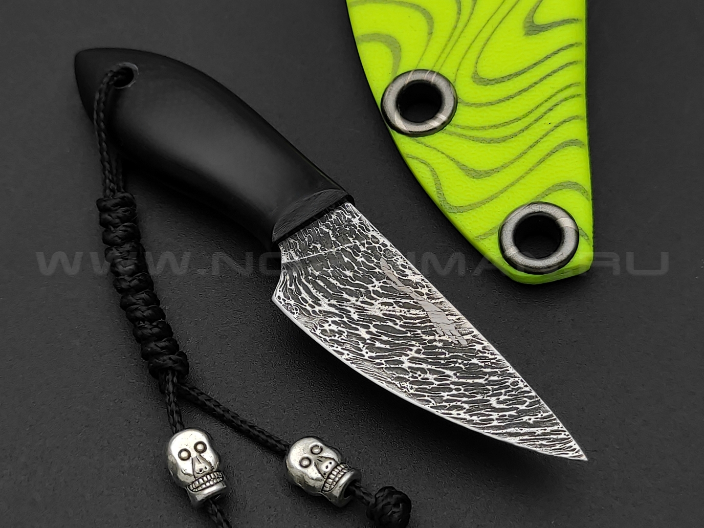 Волчий Век нож Нано МасичЬка Custom сталь Niolox WA дамаскаж, рукоять G10 black