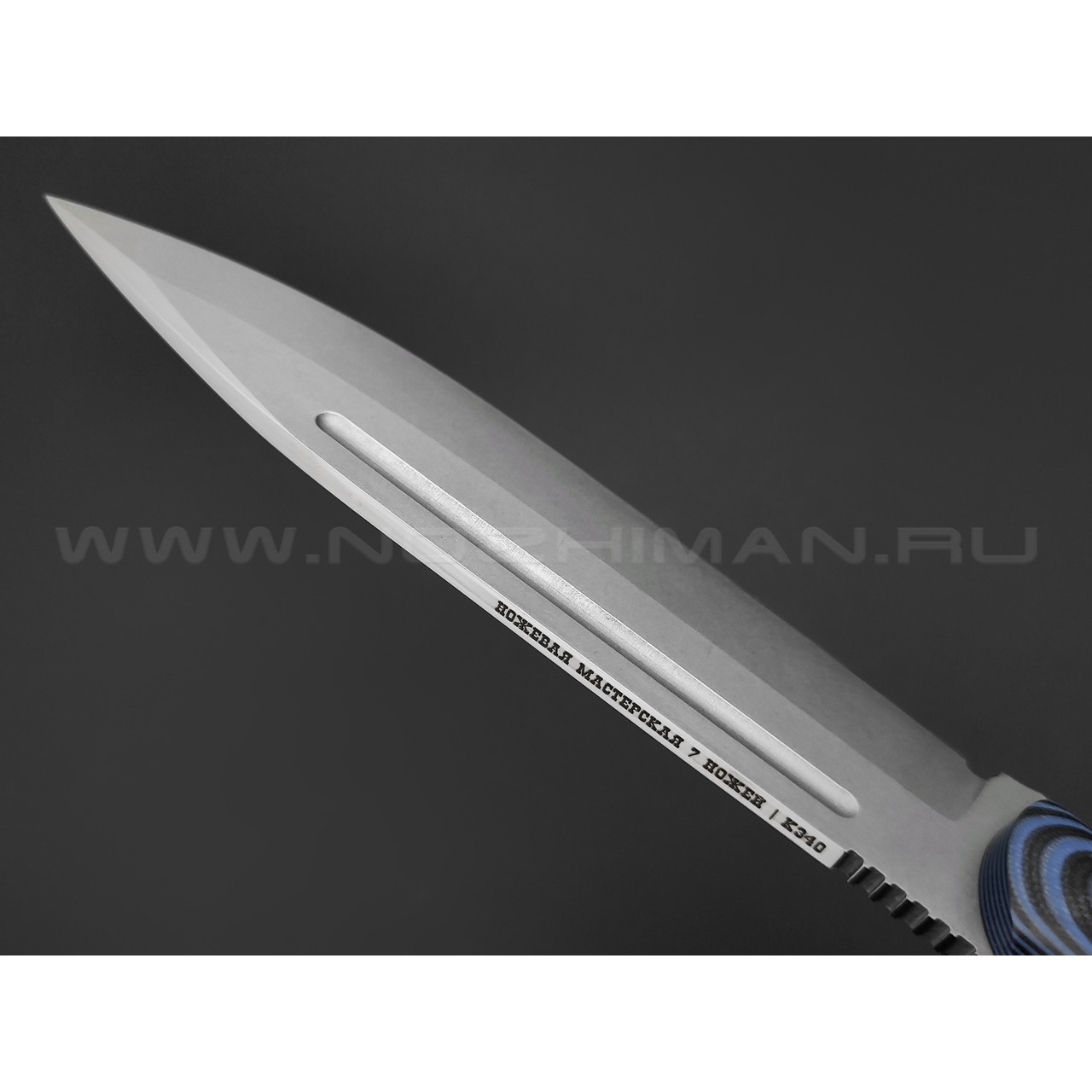 7 ножей нож Гризли XL сталь K340 стоунвош, рукоять G10 black & blue