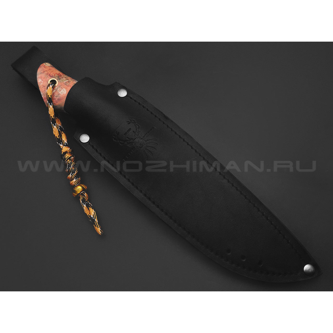 7 ножей нож Анфель сталь K340 satin, рукоять Стаб. кап клена оранжевый, бронза