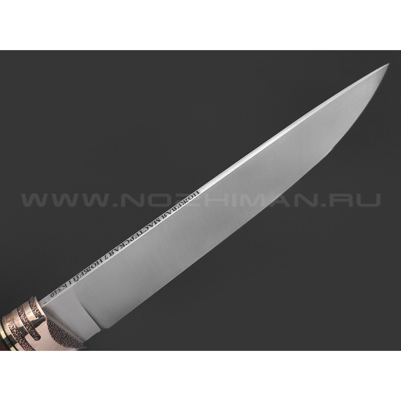 7 ножей нож Анфель сталь K340 satin, рукоять Стаб. кап клена оранжевый, бронза