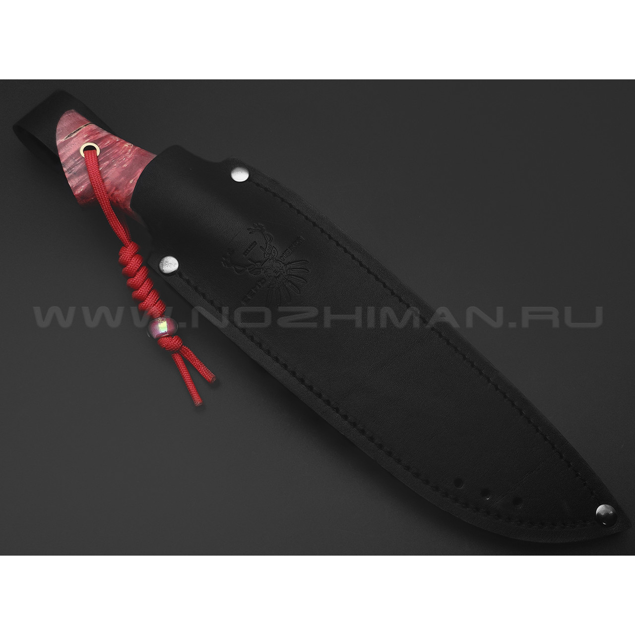 7 ножей нож Анфель сталь K340 satin, рукоять Стаб. кап клена красный, бронза