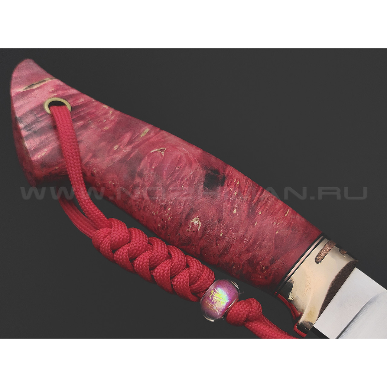 7 ножей нож Анфель сталь K340 satin, рукоять Стаб. кап клена красный, бронза