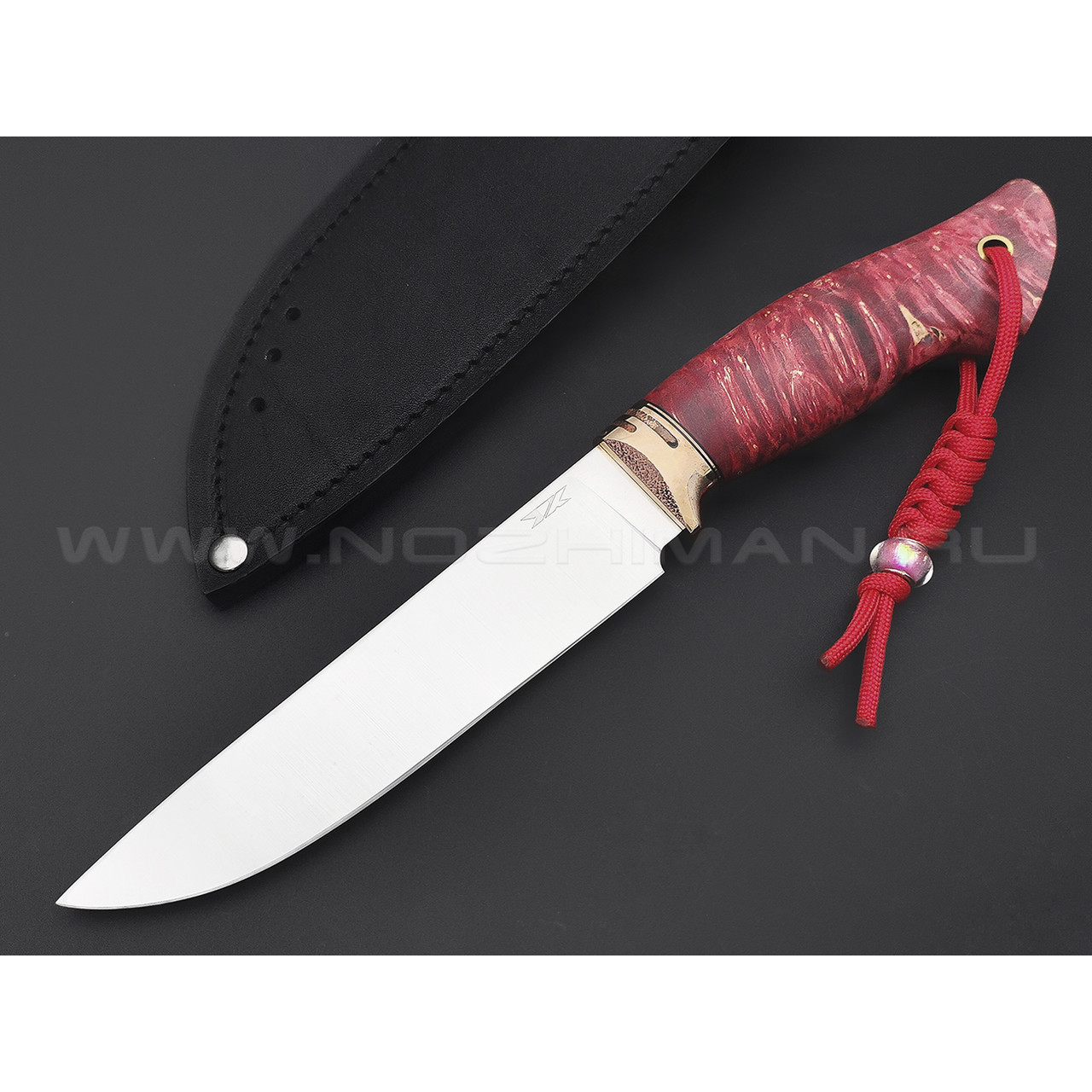 7 ножей нож Анфель сталь K340 satin, рукоять Стаб. кап клена красный, бронза