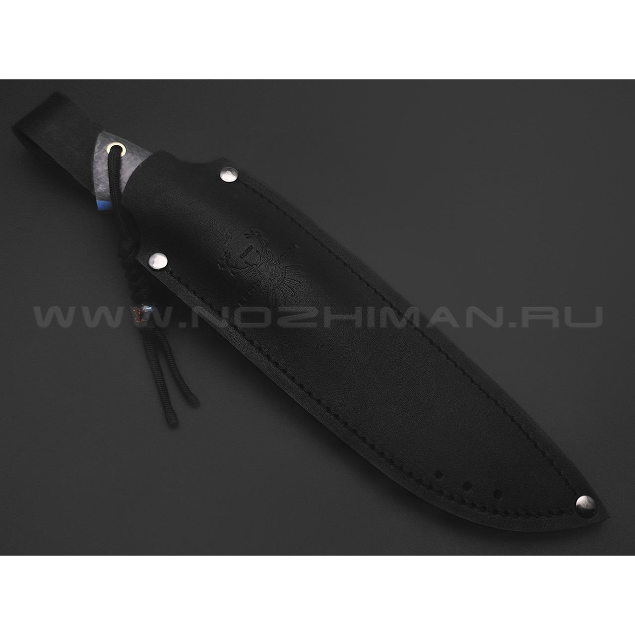 7 ножей нож Гризли сталь D2 satin, рукоять Carbon fiber, G10 blue