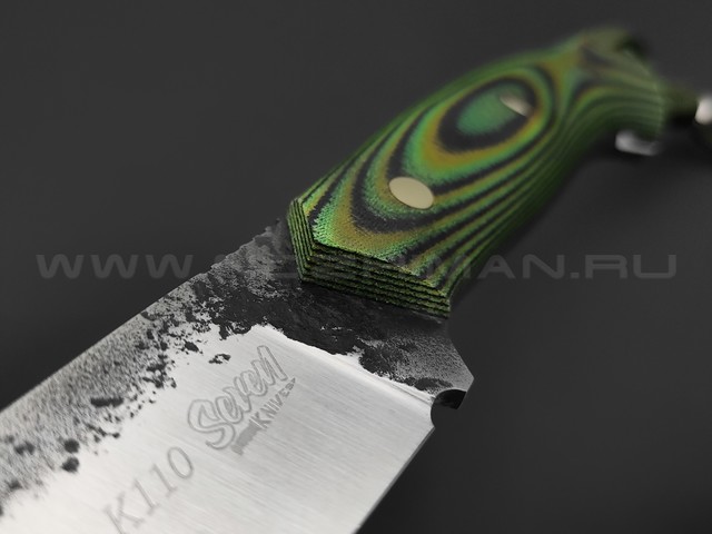 7 ножей нож Айсберг сталь K110 satin & ковка, рукоять Micarta black & green