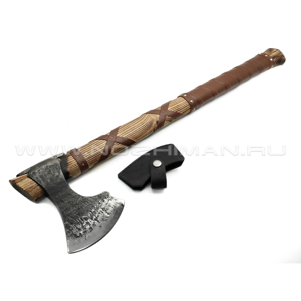 Топор Древнерусский сталь У8А, топорище из ясеня, кожа (Секира Родослава)