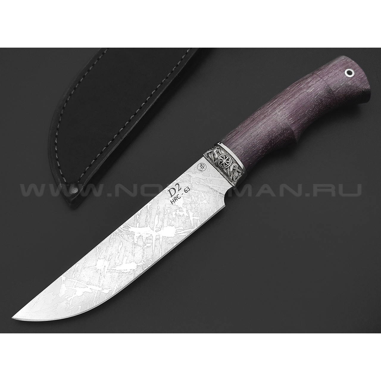 Нож "Тигр" сталь D2, рукоять дерево амарант, мельхиор (Фурсач А. А.)