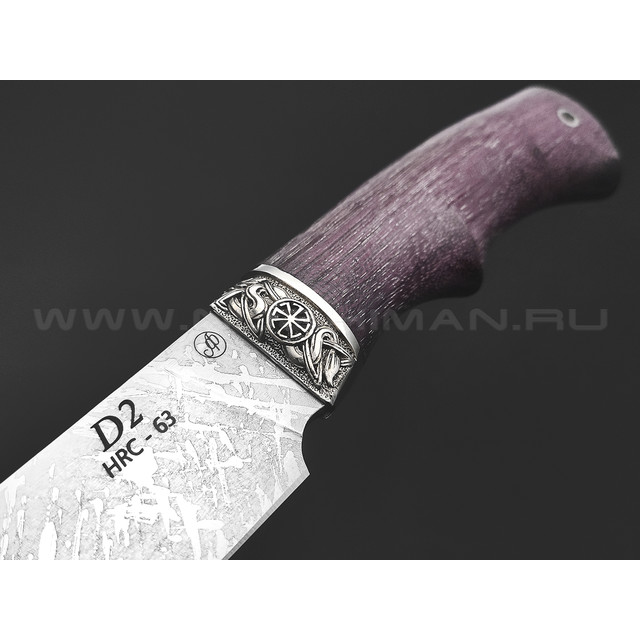 Нож "Тигр" сталь D2, рукоять дерево амарант, мельхиор (Фурсач А. А.)
