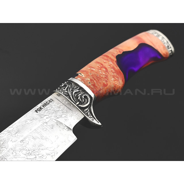 Нож "Газель" сталь PGK, рукоять гибрид капа и акрила, мельхиор (Фурсач А. А.)