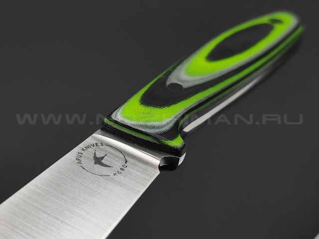 Apus Knives нож Toothpick сталь N690, рукоять Micarta black & neon green
